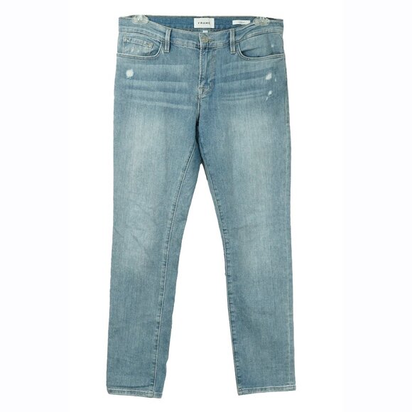 Frame Le Garcon Skinny Jeans Mid Rise Light Wash Organic Cotton Crop Ankle Denim - Picture 1 of 10